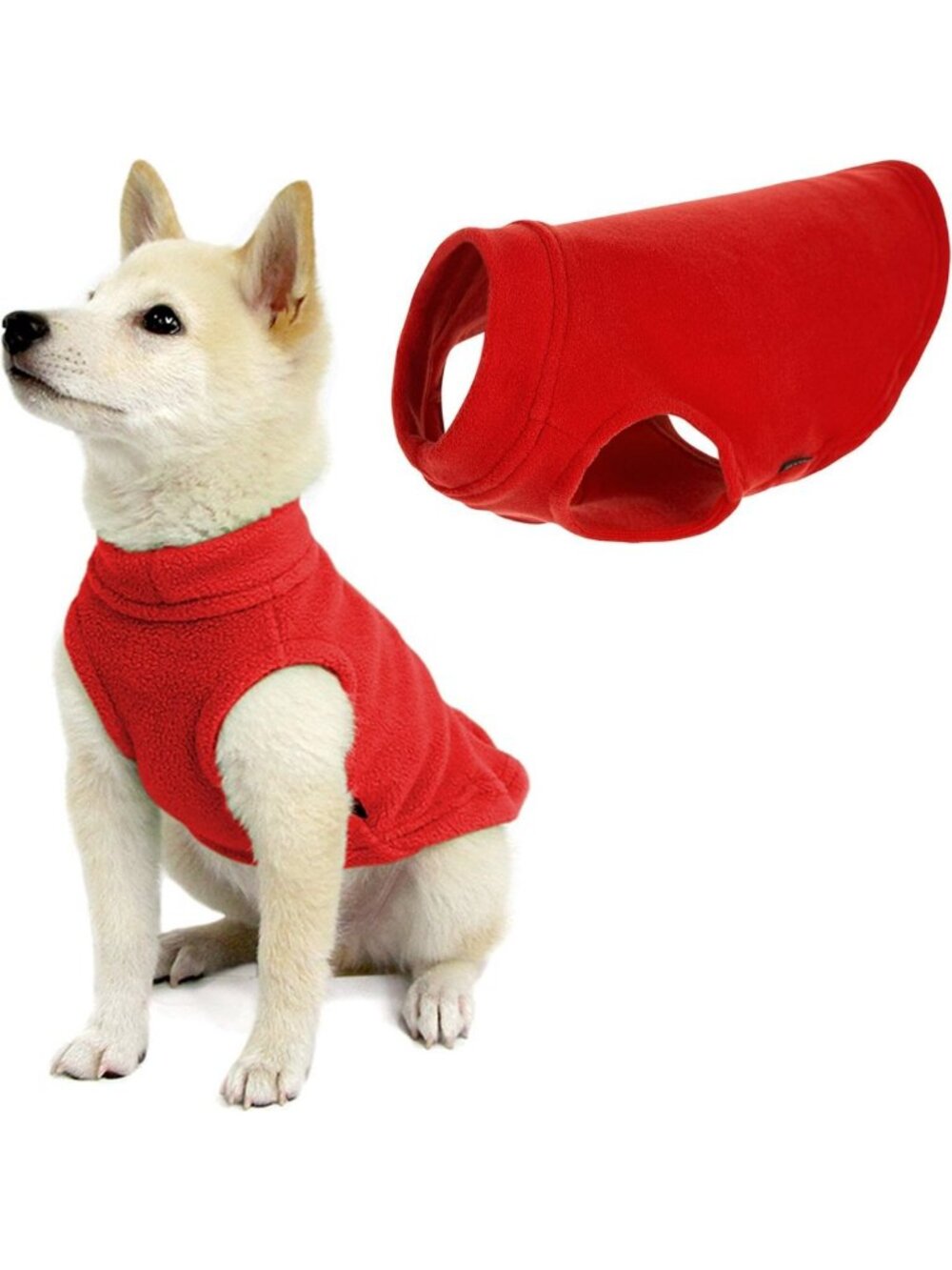 Cozy Red Stretch Fleece Dog Vest Sweater - Warm Pullover for Small to Large Dogs